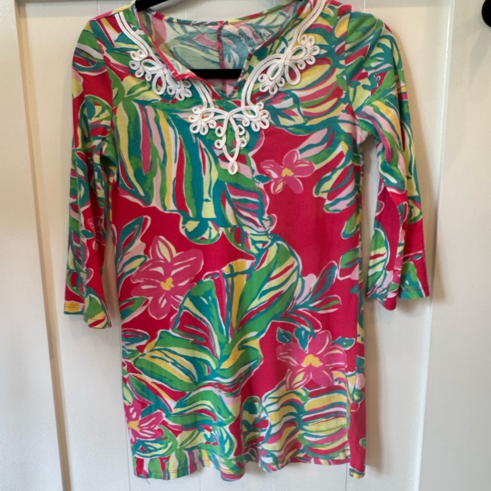 Lilly Pulitzer Tropical Floral girls dress size L 8-10